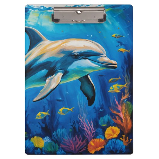 油絵イルカ クリップボード (正面)