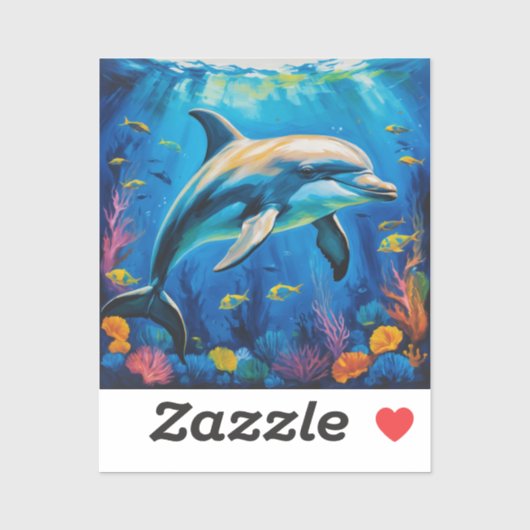 油絵イルカ シール (シート)