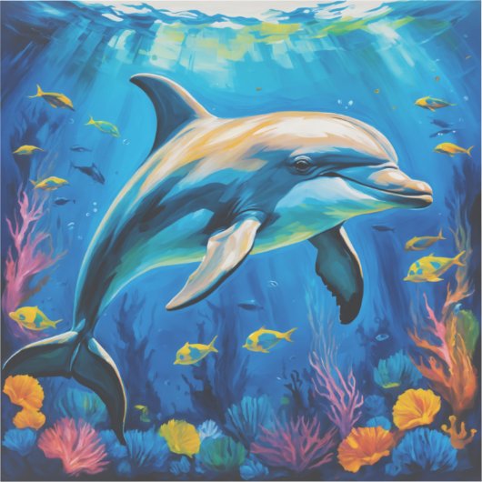 油絵イルカ シール (正面)