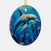 油絵イルカ セラミックオーナメント (右)