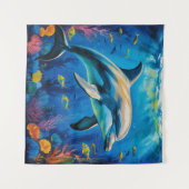 油絵イルカ タペストリー (正面(横))