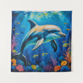 油絵イルカ タペストリー (正面)