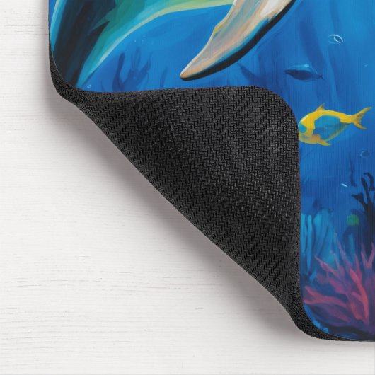 油絵イルカ マウスパッド (コーナー)