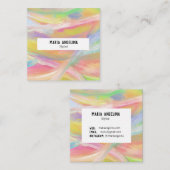 油絵カラフル抽象芸術虹 スクエア名刺 (正面/裏面)