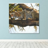 油絵キャンバスの印刷を跳ね上げる準備ができているヒョウ キャンバスプリント (インサイチュ (ウッドフロア))