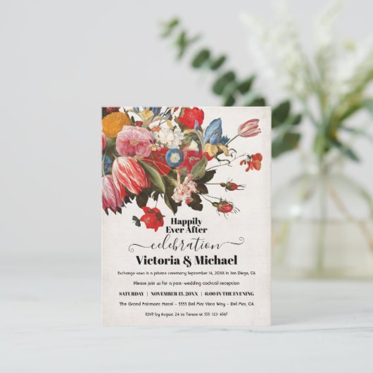 油絵スチルライフフローラポストウェディングRSVP 出欠カード (スタンド正面)