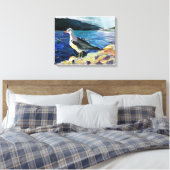 油絵モダン山と開花樹 キャンバスプリント (インサイチュ (寝室))