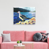 油絵モダン山と開花樹 キャンバスプリント (インサイチュ (リビング))