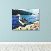 油絵モダン山と開花樹 キャンバスプリント (インサイチュ (ウッドフロア))