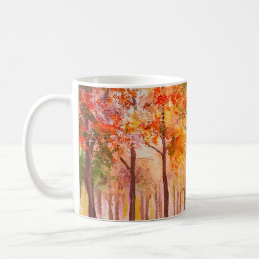 油絵山水 – カラフル秋林 コーヒーマグカップ (左)