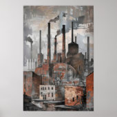 油絵工業風景画 ポスター (正面)