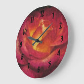 油絵燃える赤バラ ラージ壁時計 (傾斜)