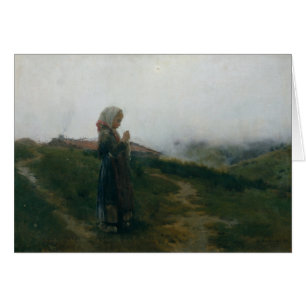 油絵若い女の子編み物風景風景