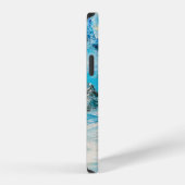 油絵、トウヒの冬の山の風景 iPhoneケース (右側面)