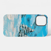 油絵、トウヒの冬の山の風景 iPhoneケース (裏面横)