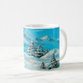 油絵、冬山水図(春) コーヒーマグカップ (正面右)