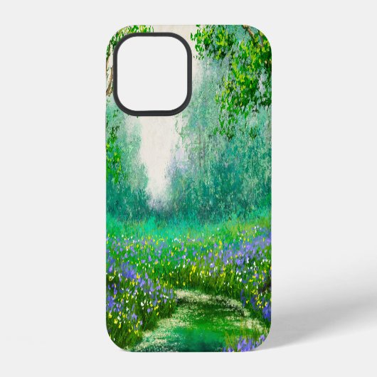 油絵 春の風景 森 iPhoneケース (裏面)