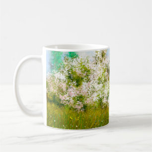 油絵:田園風景、野の花 コーヒーマグカップ