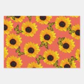 油色彩の鮮やかのヒマワリと蝶 ラッピングペーパーシート (正面2)