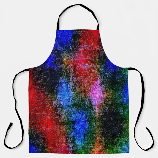 「油」で皮を剥いた青と赤の絵を描材 エプロン (正面)