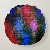 「油」で皮を剥いた青と赤の絵を描材 ラウンドクッション (正面)