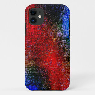 「油」で皮を剥いた青と赤の絵を描材 iPhone 11 ケース
