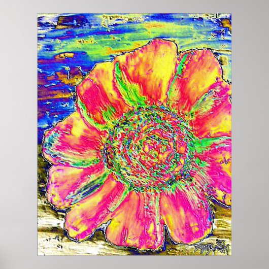 油_sunflower_絵画s6 ポスター (正面)