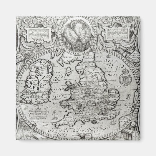 治世のイギリスの地図 マグネット (正面)