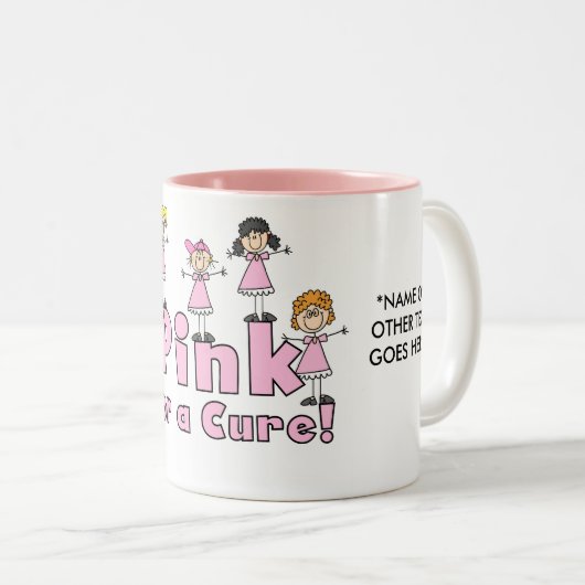 治療のカスタマイズ可能なマグのためのピンク ツートーンマグカップ (正面右)