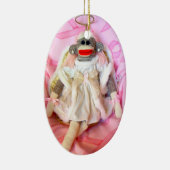 治療の天使の楕円形のオーナメントのためのソックス猿 セラミックオーナメント (右)