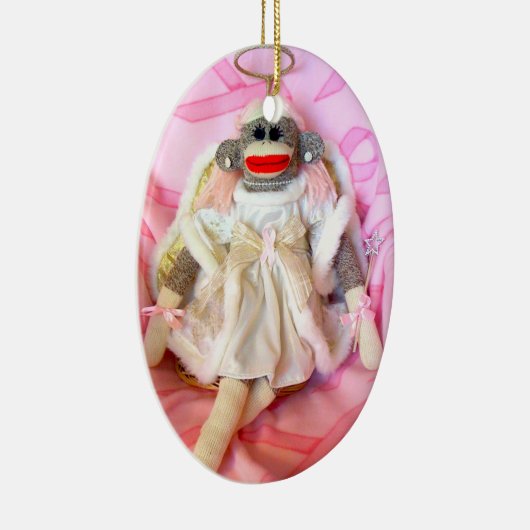 治療の天使の楕円形のオーナメントのためのソックス猿 セラミックオーナメント (右)