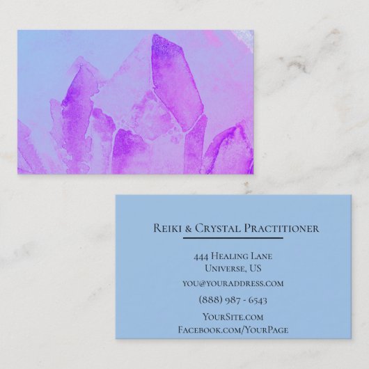 *~*治療エネルギーマッサージのヨガの霊気の水晶 名刺 (正面/裏面)