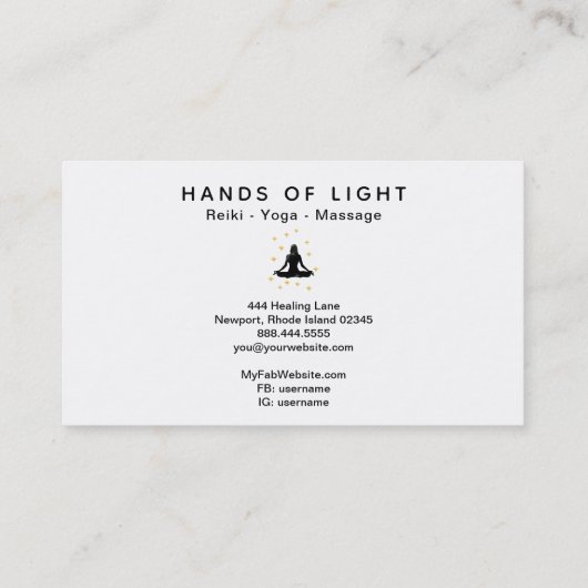*~*治療エネルギー手の女性のはす姿勢 名刺 (裏面)