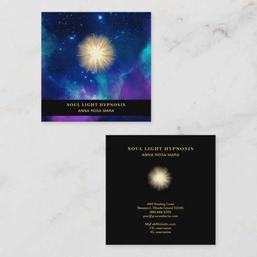 *~*治療エネルギー日曜日の破烈の宇宙銀河系の星 スクエア名刺 (正面/裏面)
