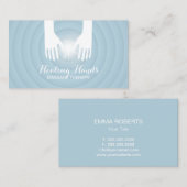 治療手の淡いブルーのマッサージのセラピーのスパ 名刺 (正面/裏面)