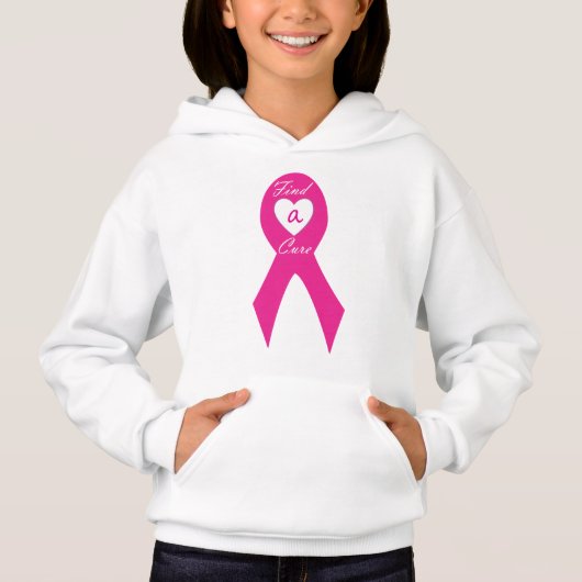 治療法を見つける，がん認識度フード付きスウェットシャツ，子供， (正面)