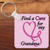 治療法を見つける/ハート/おばあちゃん…乳癌 キーホルダー (正面)