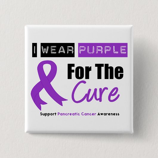治療用膵臓がん紫色リボン 缶バッジ (正面)