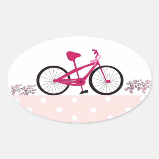 治癒のためのライド ピンク自転車 楕円形シール (正面)
