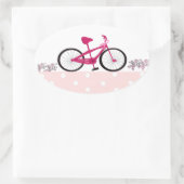 治癒のためのライド ピンク自転車 楕円形シール (バッグ)