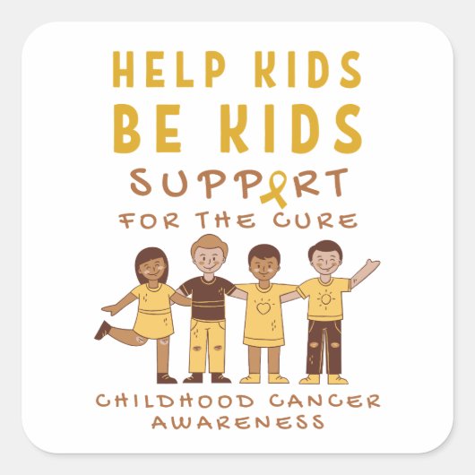 治癒のステッカーラベルに対する小児癌のサポート スクエアシール (正面)