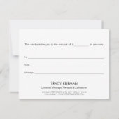 治癒手ホログラフィックギフト証明書 (裏面)