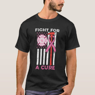治癒消防士の米国の国旗の乳がんの闘い Tシャツ
