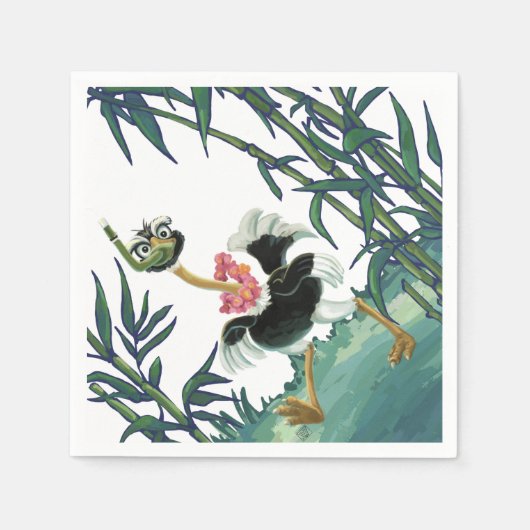 沼のダチョウ競走 スタンダードカクテルナプキン (正面)