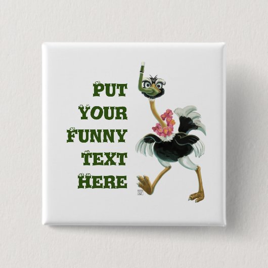 沼のダチョウ競走 缶バッジ (正面)