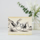 沼のツル二羽の求愛の踊り中国の ポストカード (スタンド正面)