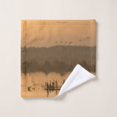 沼の上の日の出 バスタオルセット (ウォッシュタオル)