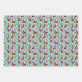 沼の模様の青い翼のティール（緑がかった色）のアヒル ラッピングペーパーシート (正面2)