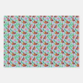 沼の模様の青い翼のティール（緑がかった色）のアヒル ラッピングペーパーシート