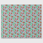 沼の模様の青い翼のティール（緑がかった色）のアヒル ラッピングペーパー (フラット)